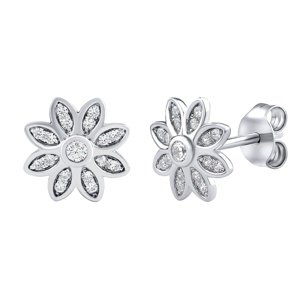 Strieborné náušnice kvetinky Freya s Brilliance Zirconia