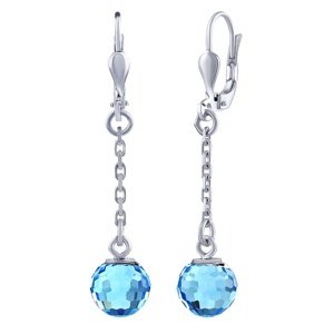 Strieborné visiace náušnice Disco so Swarovski® Crystals - farba Aquamarine