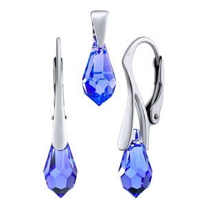 Strieborná súprava šperkov Jessie v tvare kvapky Swarovski® Crystals tmavo modrá Saphire Blue