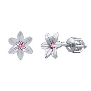 Strieborné náušnice kvietky Beauty s ružovými Brilliance Zirconia