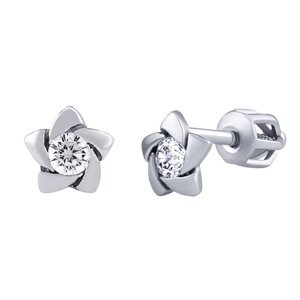 Strieborné náušnice kvietky Claudia čírymi Brilliance Zirconia