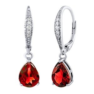 Strieborné náušnice June s prírodným granátom a Brilliance zirconia