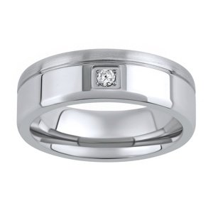 Oceľový prsteň - snubný - pre ženy RC2028-Z veľkosť obvod 49 mm