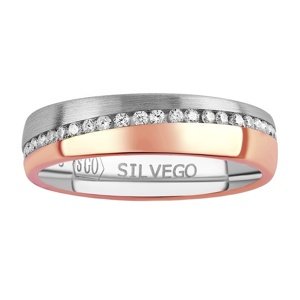 Snubný strieborný prsteň Rose pozlátený ružovým zlatom s Brilliance Zirconia veľkosť obvod 62 mm