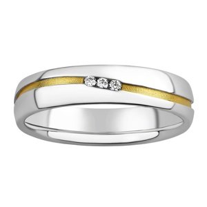 Snubný strieborný prsteň Sunny pozlátený žltým zlatom s Brilliance Zirconia veľkosť obvod 56 mm
