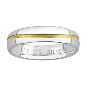 Snubný strieborný prsteň Sunny pozlátený žltým zlatom veľkosť obvod 54 mm