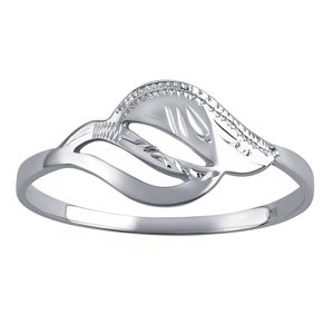 Strieborný prsteň lístok Chaja veľkosť obvod 54 mm