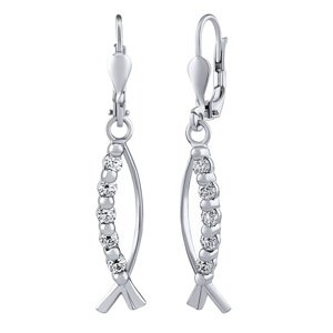 Strieborné visiace náušnice Amara s čírymi Brilliance Zirconia
