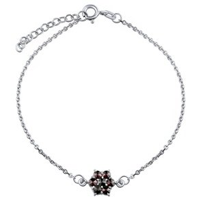 Strieborný náramok Floret s českými granátmi - 18+3 cm