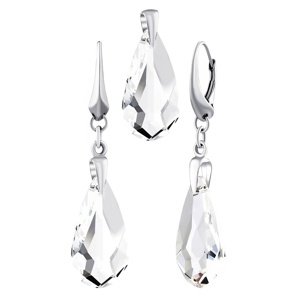 Strieborná sada šperkov v tvare kvapky číre so Swarovski® Crystals