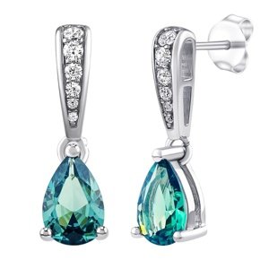 Strieborné náušnice Ella so syntetickým paraiba turmalínom a Brilliance Zirconia