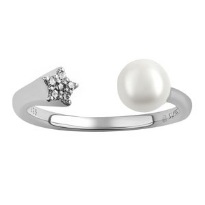 Silvego Otvorený strieborný prsteň Star s perlou a Brilliance Zirconia MSS201RW