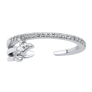 Otvorený strieborný prsteň Lilly s Brilliance Zirconia veľkosť obvod 58 mm