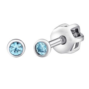 Strieborné náušnice kôstky Jenis so svetlo modrými Brilliance Zirconia 2 mm