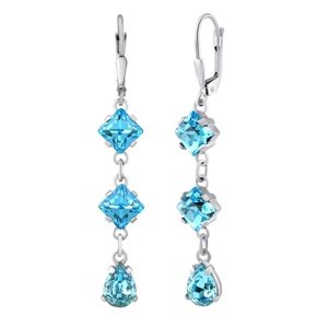 Strieborné náušnice retiazkové so Swarovski® Crystals Aquamarine