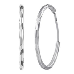 Strieborné náušnice kruhy Janis s diamantovým výbrusom 20 mm