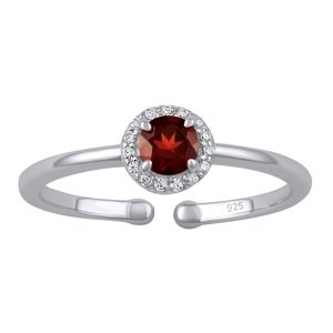 Strieborný otvorený prsteň Lady s pravým Granátom a Brilliance Zirconia