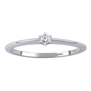 Zlatý zásnubný prsteň Beanie z bieleho zlata s diamantom - 0,05 ct veľkosť obvod 48 mm