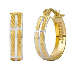 Zlaté náušnice kruhy Kemet zo žltého zlata pozlátené bielym zlatom - 18 mm