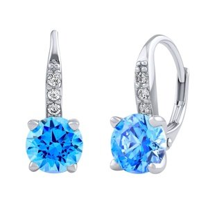 Strieborné náušnice so svetlo modrými Swarovski Zirconia 7 mm