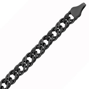 Strieborný náramok Double Rombo 6 mm - čierny, ruthenium variant 20 cm