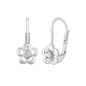 Strieborné detské náušnice kvetinky so Swarovski® Zirconia