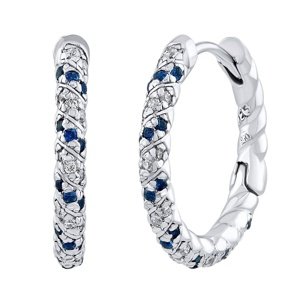 Strieborné náušnice kruhy Gianna s čírymi a modrými Brilliance Zirconia - 18 mm