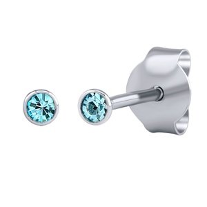 Strieborné náušnice kôstky Malia s modrými Swarovski Zirconia 2 mm