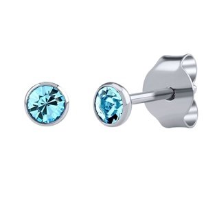 Strieborné náušnice kôstky Malia s modrými Swarovski Zirconia 3 mm
