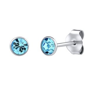 Strieborné náušnice kôstky Malia s modrými Swarovski Zirconia 4 mm