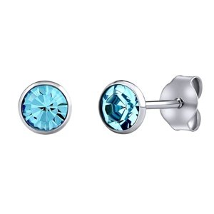 Strieborné náušnice kôstky Malia s modrými Swarovski Zirconia 5 mm