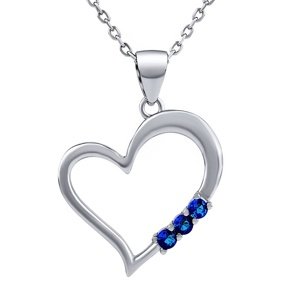 Strieborný náhrdelník SRDCE s príveskom srdiečka s modrými Swarovski Zirconia