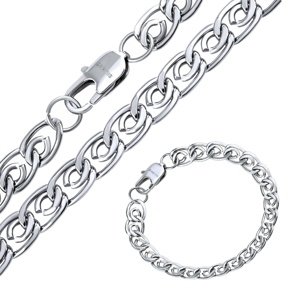 Oceľová súprava náramku a náhrdelníka Paper Clip 8mm