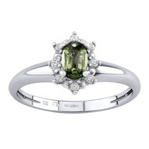 Strieborný prsteň Lina s pravým Vltavínom a Brilliance Zirconia veľkosť obvod 62 mm