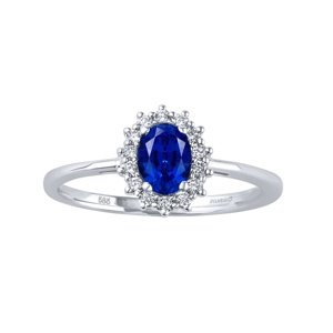 Zlatý zásnubný prsteň KATE z bieleho zlata s prírodným safírom a diamantmi 0,20 ct veľkosť obvod 58 mm