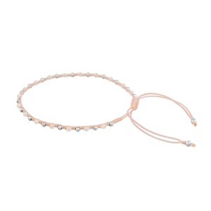 Textilný náramok Charleen so striebornými korálkami a prírodným peach Moon stone