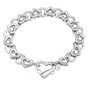 Luxusný strieborný náramok LOVE so srdiečkami variant 19,5 cm