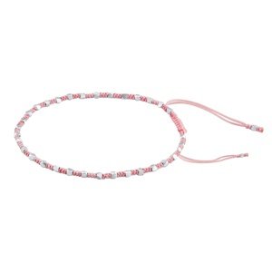 Textilný náramok Cierra handmade svetlo ružový so striebornými korálkami