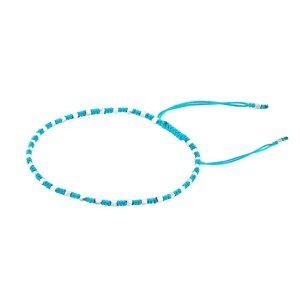 Textilný náramok Cierra handmade svetlo modrý so striebornými korálkami
