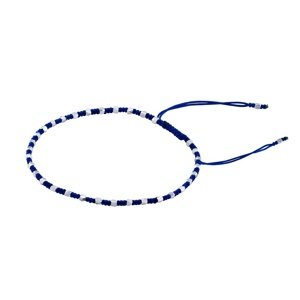 Textilný náramok Cierra handmade tmavo modrý so striebornými korálkami