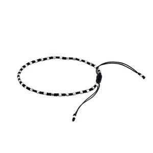 Textilný náramok Cierra handmade čierny so striebornými korálkami
