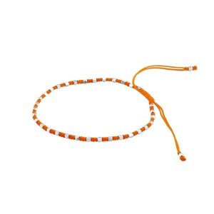Textilný náramok Cierra handmade oranžový so striebornými korálkami