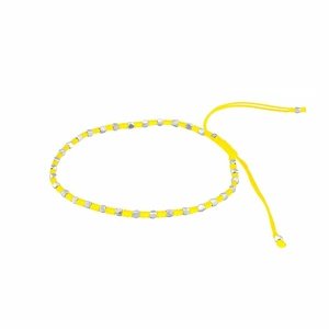 Textilný náramok Cierra handmade žltý so striebornými korálkami