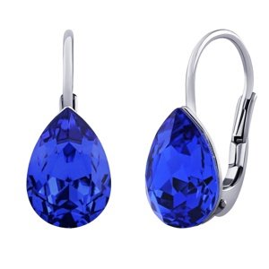 Strieborné náušnice so Swarovski® Crystals kvapka tmavo modrá