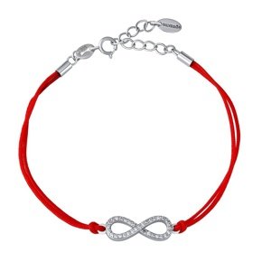 Textilný náramok červený s Brilliance Zirconia na Infinity Lilith