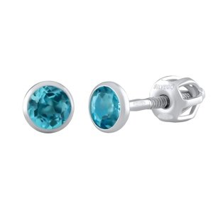 Strieborné náušnice Jenis s prírodným Swiss Blue Topazom 4 mm
