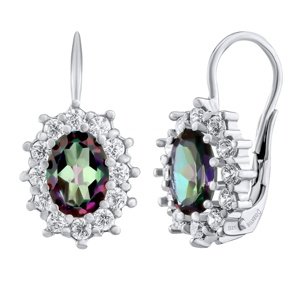 Strieborné náušnice Ezia s prírodným Mystic Green topazom a Brilliance Zirconia