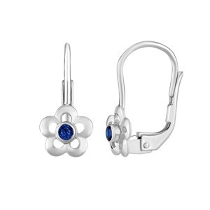 Strieborné náušnice kvetiny-nezábudky s modrým kameňomi Swarovski® Created Stones