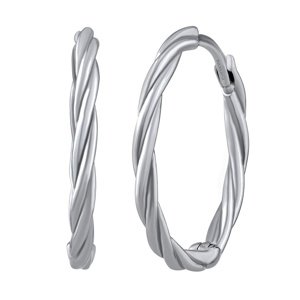 Zlaté náušnice kruhy Xenie točené z bieleho 14kt zlata 18 mm
