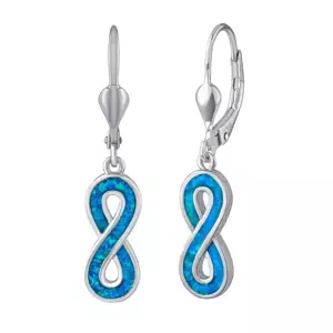 Strieborné náušnice INFINITY - Blue Lagoon s modrým syntetickým opálom
